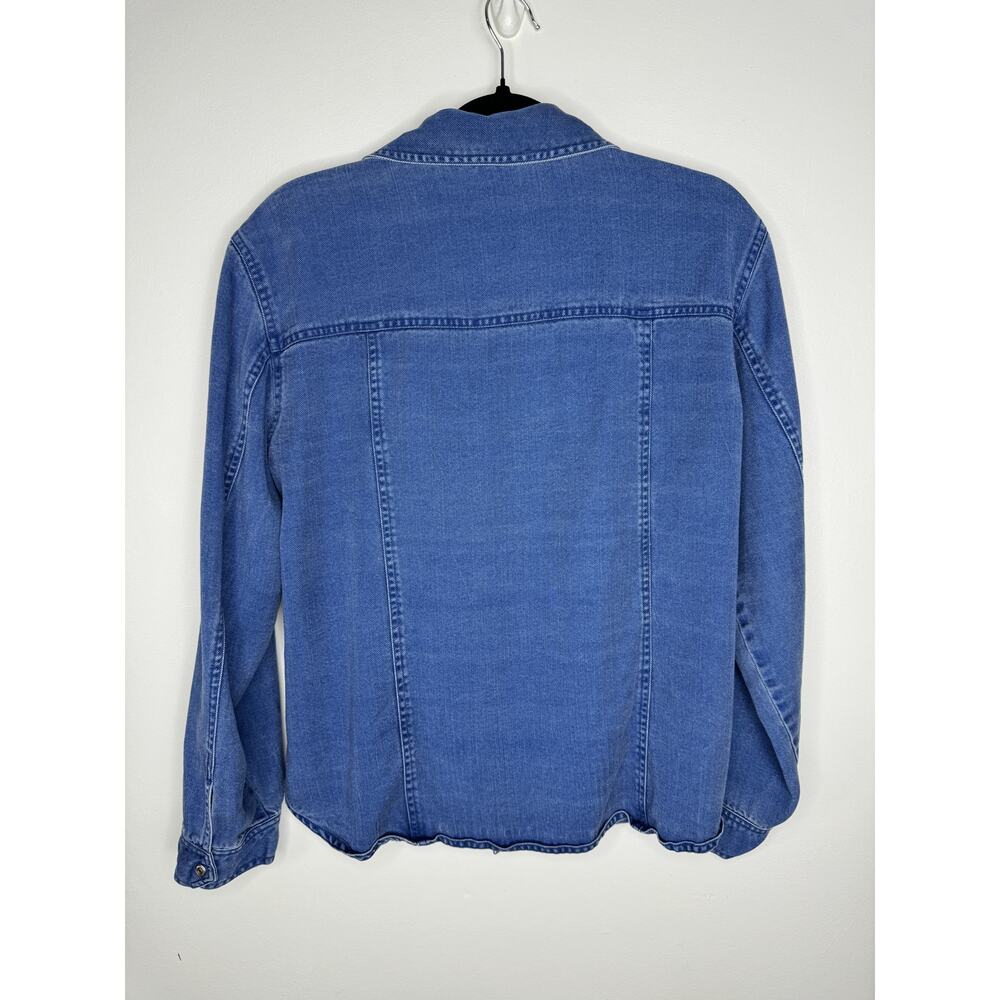 Chico's Design Womens Snap Up Long Sleeve Blue Denim Jeans Jacket Size 2 - Picture 5 of 9